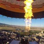 Hot air balloons fly thanks to the heat generated in the burners that is produced by the combustion of propane