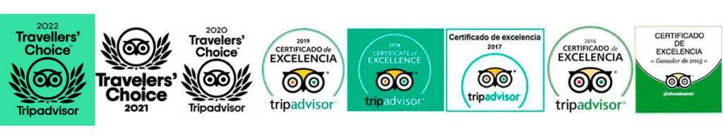 Certificado de Excelencia en TripAdvisor para Siempre en las nubes 8 años consecutivos