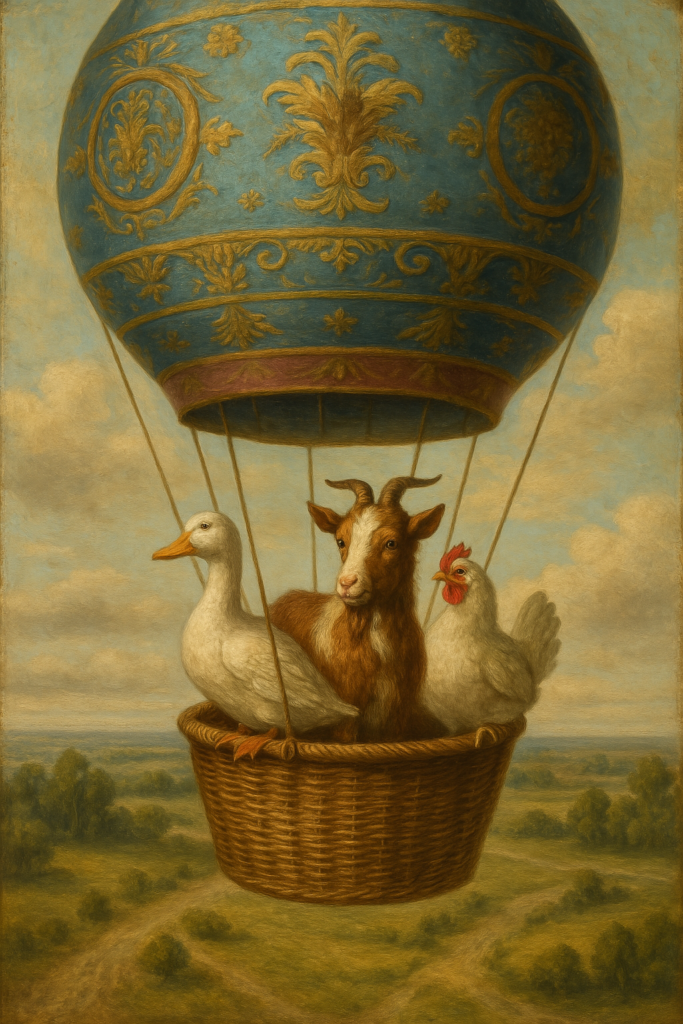 ¡Insólito Vuelo en Versalles! Una Cabra, un Pato y una Gallina Surcan los Cielos en el Primer Globo Aerostático de la Historia
